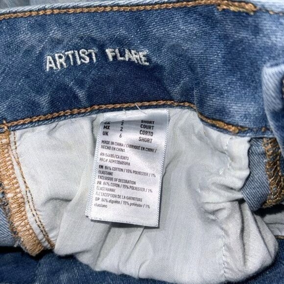 American Eagle Outfitters Artist Flare Super Stretch Distressed Jeans Size 2 - Picture 4 of 10